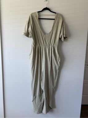 Free People NWT Lima Bean Moss Harem Jumpsuit Medium Boho Oversized
